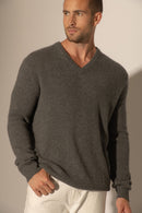 Pull Col V 4 Fils - Enzo - Anthracite Chiné