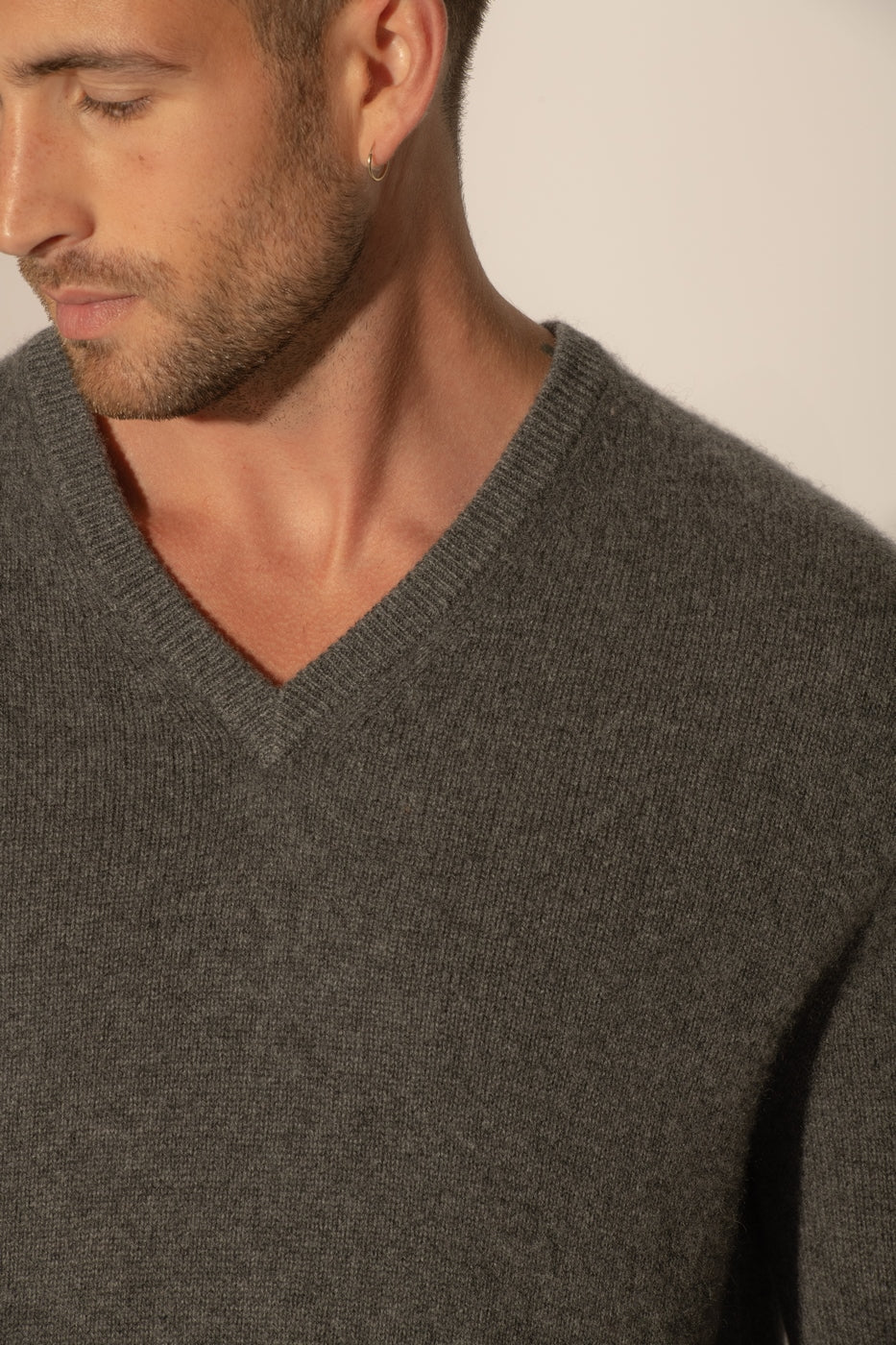 Jersey Cuello en V 4 Hilos - Enzo - Antracita Jaspeado