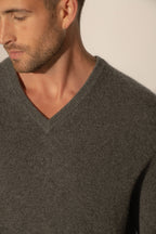 Jersey Cuello en V 4 Hilos - Enzo - Antracita Jaspeado