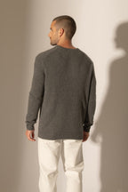 Jersey Cuello en V 4 Hilos - Enzo - Antracita Jaspeado
