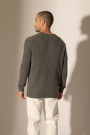 Pull Col V 4 Fils - Enzo - Anthracite Chiné