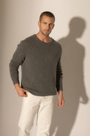 Pull Col Rond 4 Fils - Eden - Anthracite Chiné