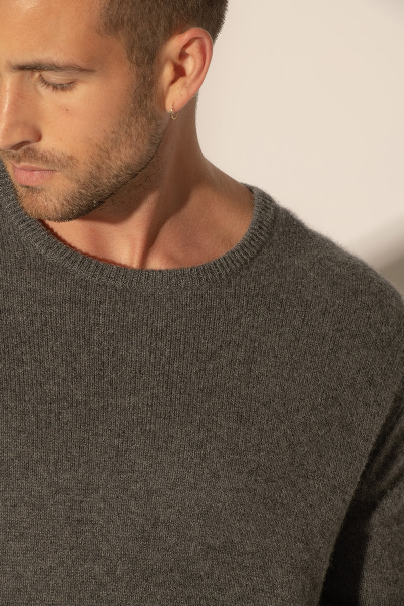 Pull Col Rond 4 Fils - Eden - Anthracite Chiné