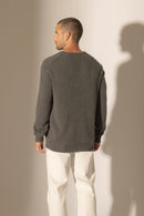 Pull Col Rond 4 Fils - Eden - Anthracite Chiné