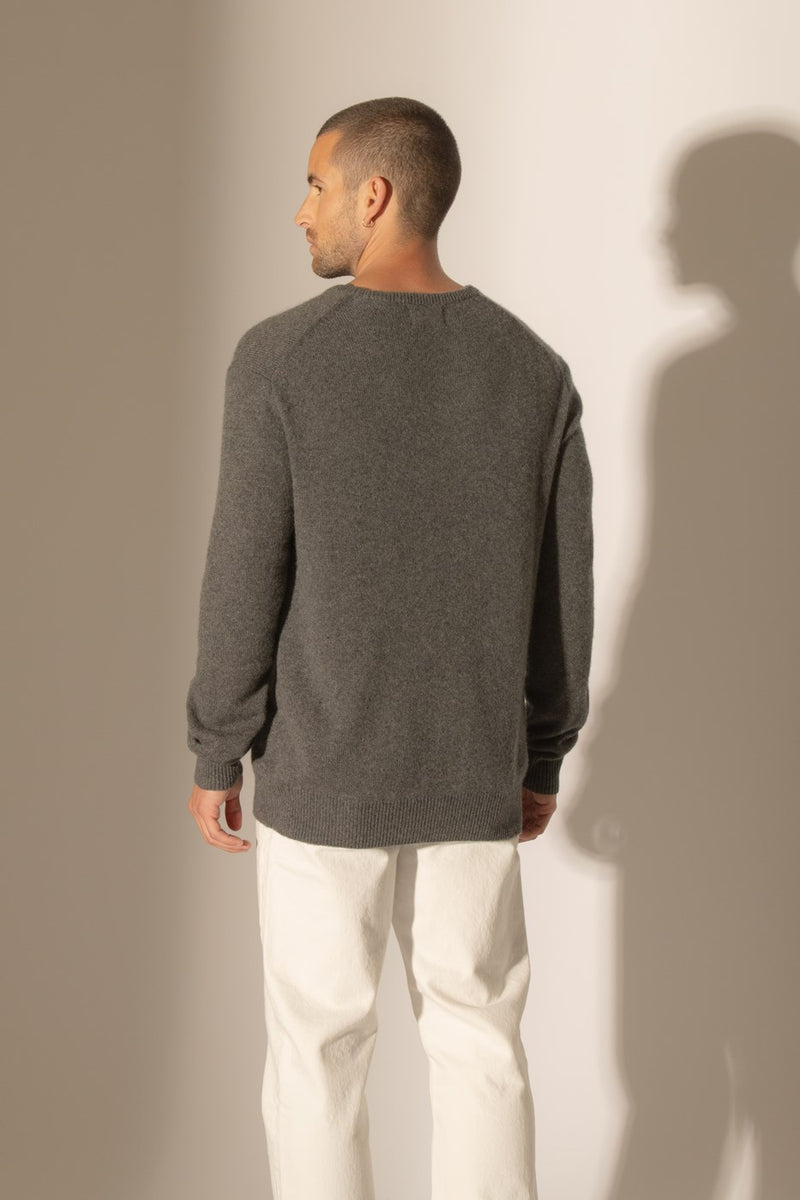 Pull Col Rond 4 Fils - Eden - Anthracite Chiné