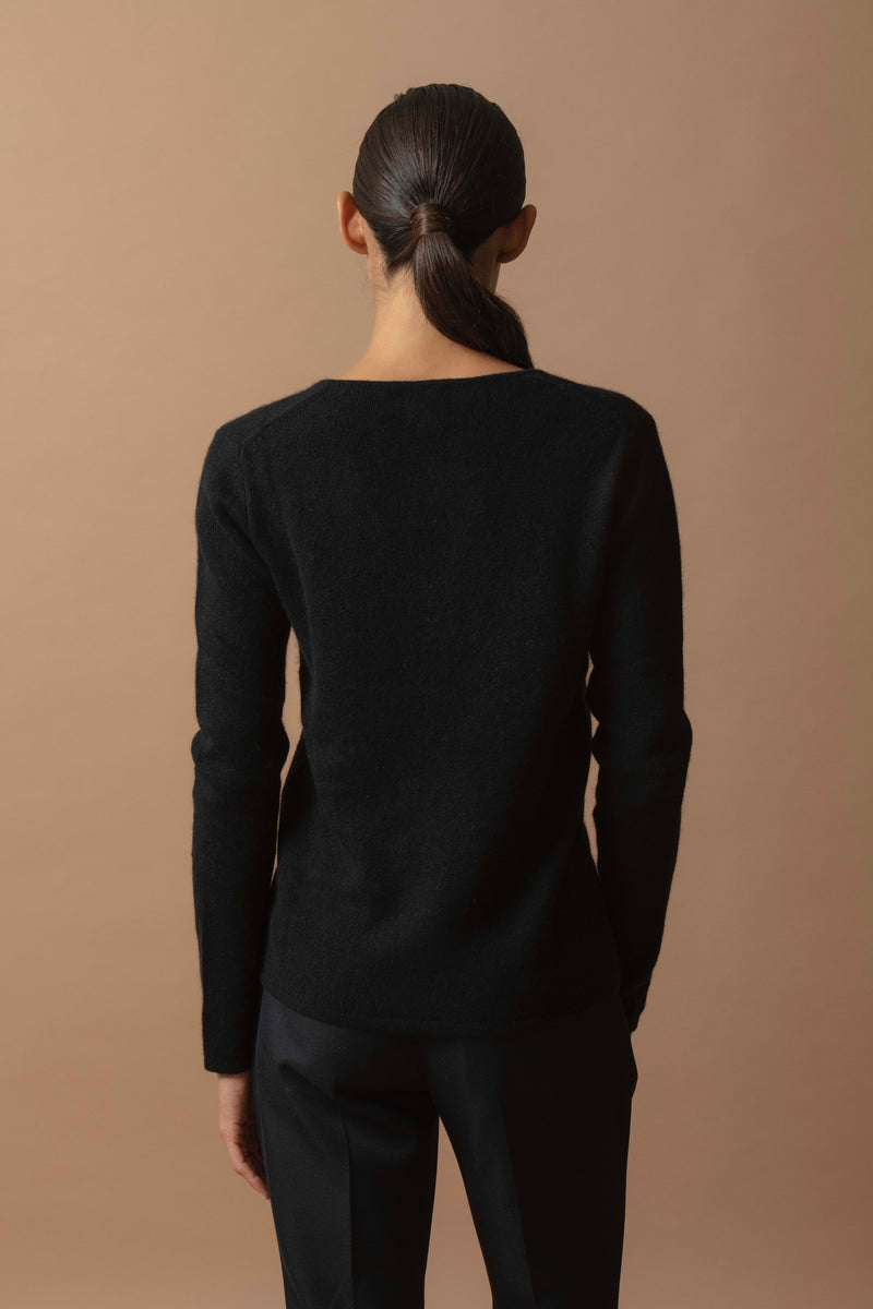 Pull Col V 4 Fils - Gaby - Noir