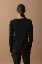 4-Ply V-Neck Jumper - Gaby - Black