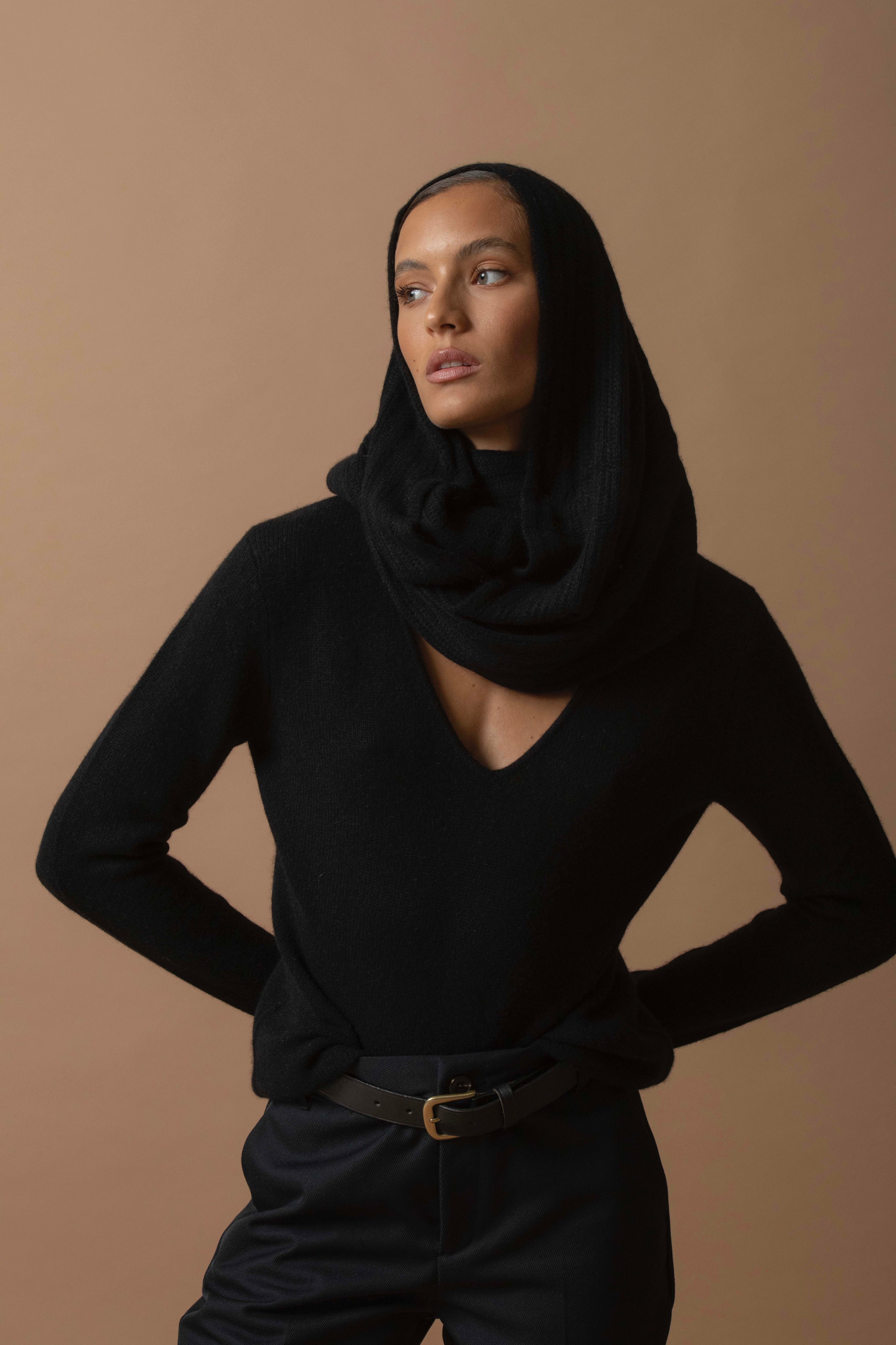 4-Ply V-Neck Jumper - Gaby - Black