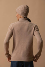 4-Ply Roll Neck Jumper - Willow - Flecked Camel