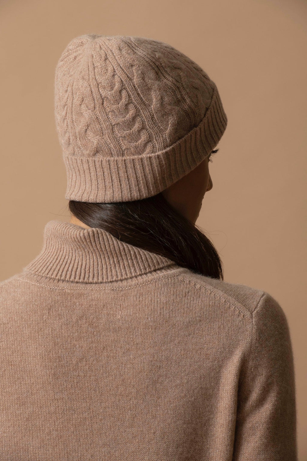 4-Ply Roll Neck Jumper - Willow - Flecked Camel
