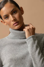 4-Ply Roll-Neck Jumper - Willow - Heather Cloud