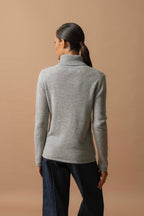 4-Ply Roll-Neck Jumper - Willow - Heather Cloud
