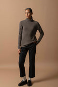 4-Ply Roll-Neck Jumper - Willow - Taupe Marl