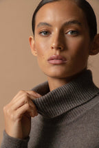 4-Ply Roll-Neck Jumper - Willow - Taupe Marl