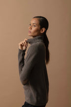 4-Ply Roll-Neck Jumper - Willow - Taupe Marl