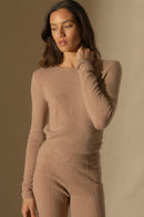 Pull Col Rond 4 Fils - Marya - Camel Chiné