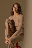 Pull Col Rond 4 Fils - Marya - Camel Chiné