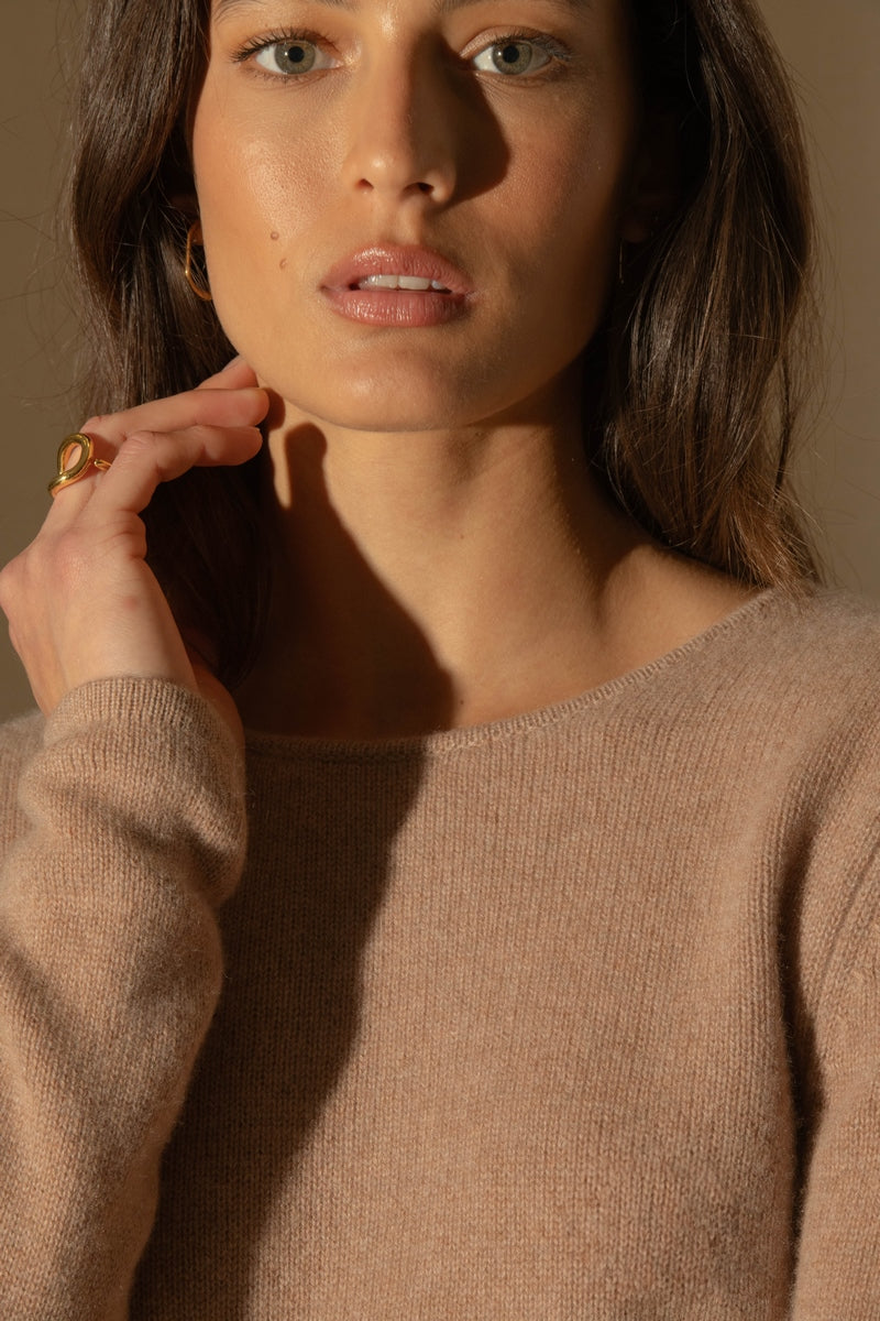 Pull Col Rond 4Fils Marya - Camel Chiné
