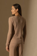 Pull Col Rond 4 Fils - Marya - Camel Chiné