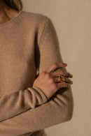 Pull Col Rond 4 Fils - Marya - Camel Chiné