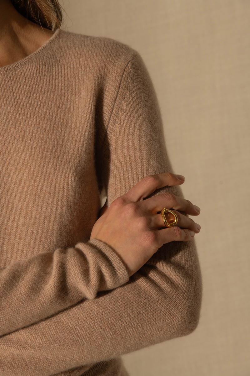 Pull Col Rond 4 Fils - Marya - Camel Chiné