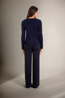 Pull Col Rond 4 Fils - Marya - Navy