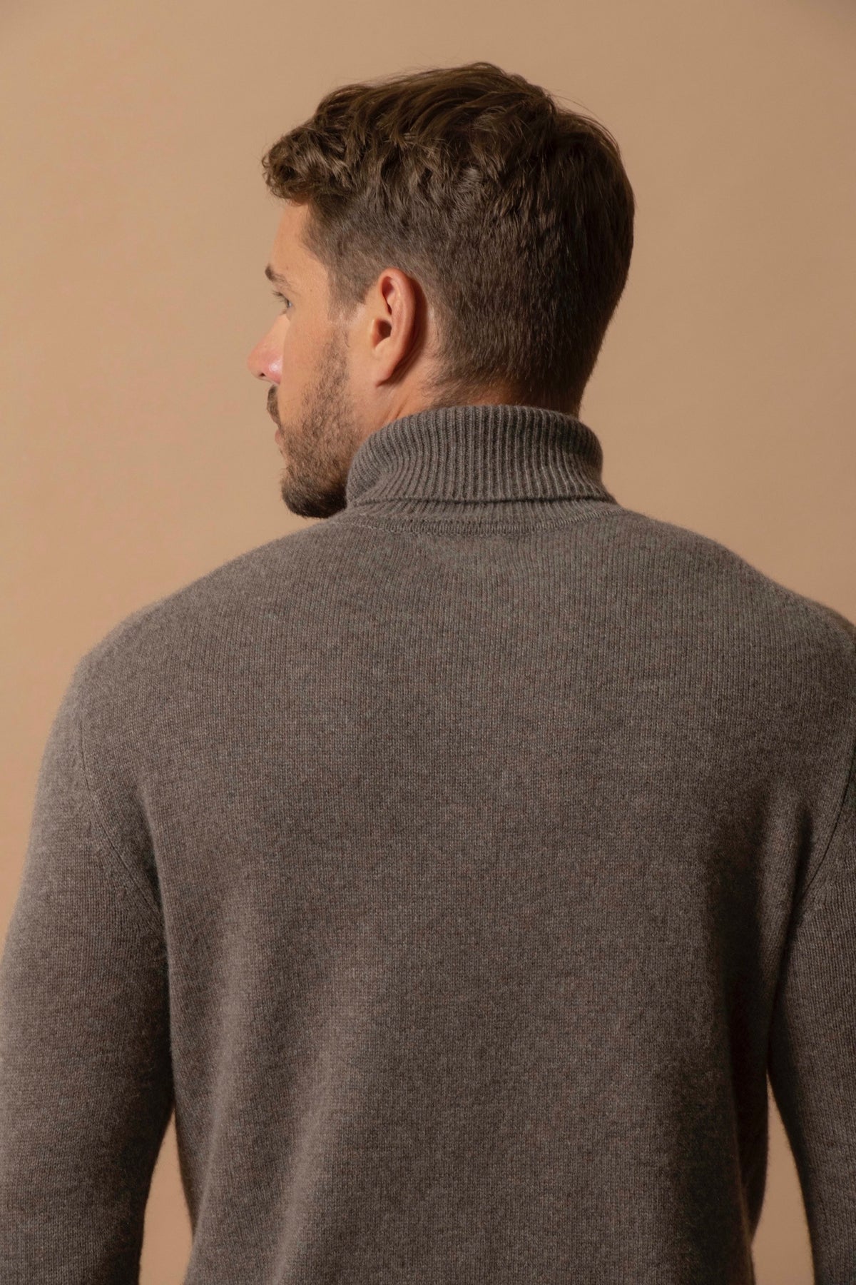 Pull Col Roulé 4 Fils Marius - Taupe Chiné