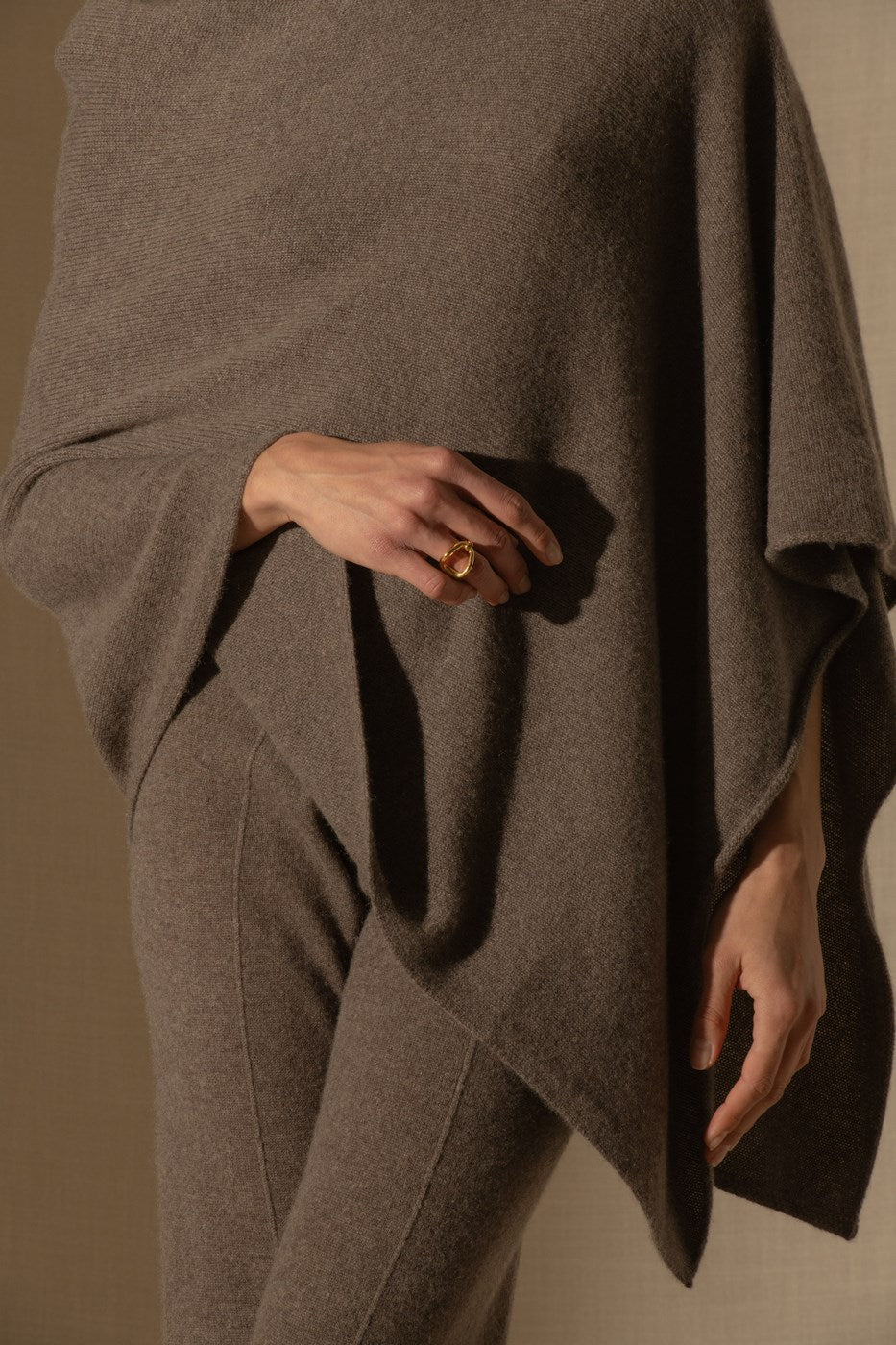 Poncho 4 Fils Georgia - Taupe Chiné