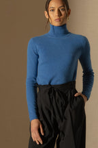 Pull Col Roulé Ashley - Bleu Électrique