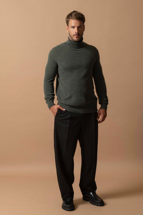 Pull Col Roulé - Trevor - Kaki Chiné
