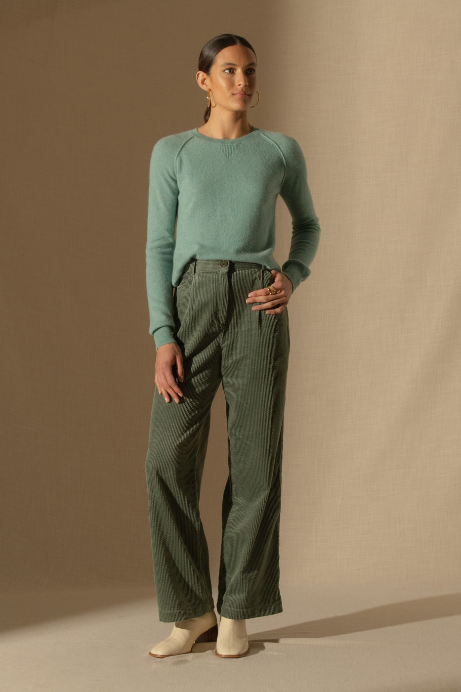 Crew-Neck Jumper - Wilma - Mottled Green