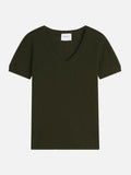 T-shirt z dekoltem w serek Efimia - Khaki