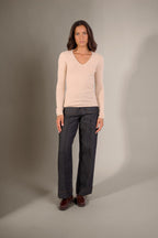 Pull Col V 4 Fils Gaby - Sable