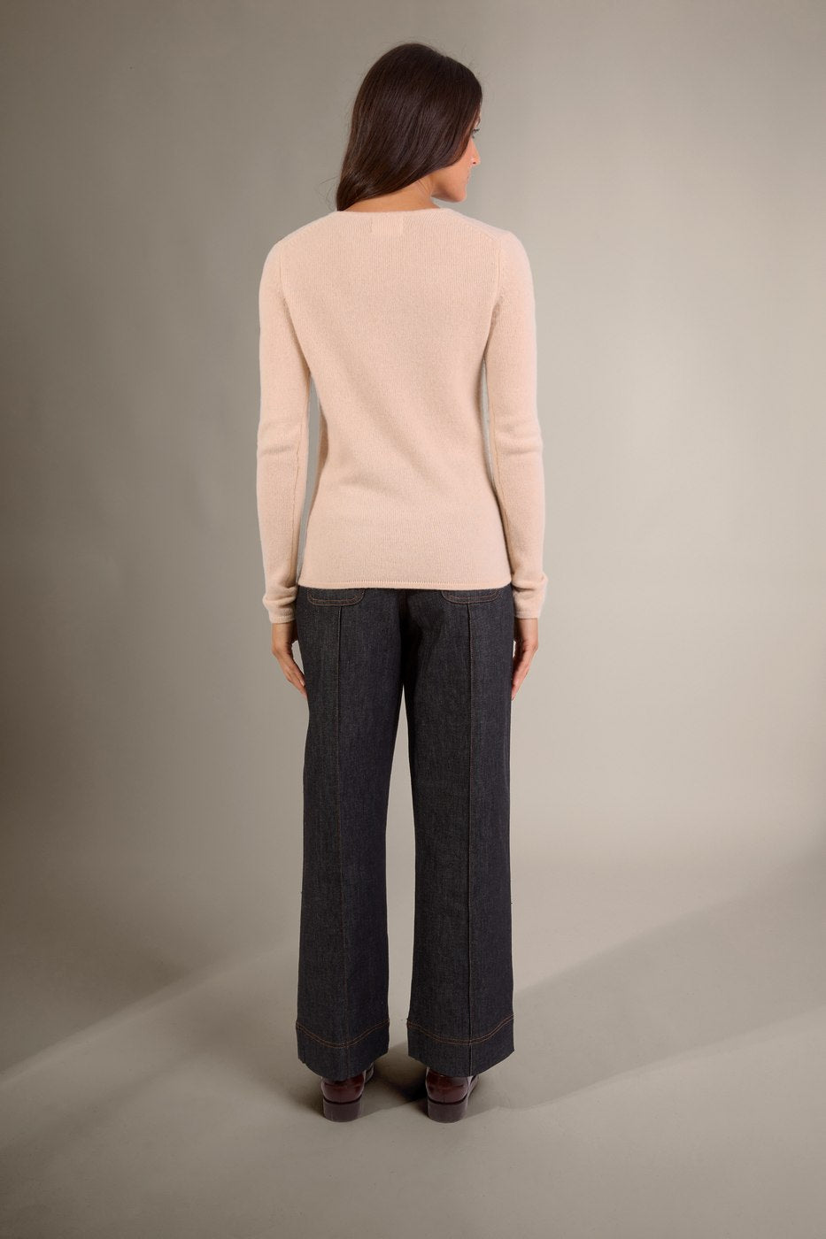 Pull Col V 4 Fils Gaby - Sable