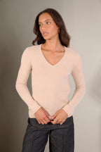 Pull Col V 4 Fils Gaby - Sable
