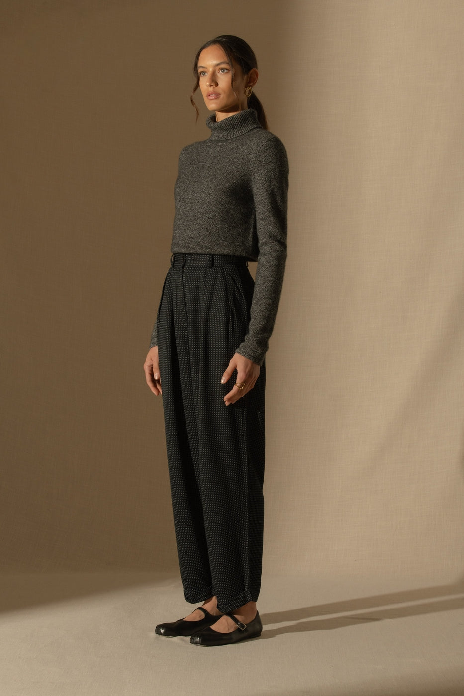 Pull Col Roulé 4 Fils Willow - Noir/Blanc