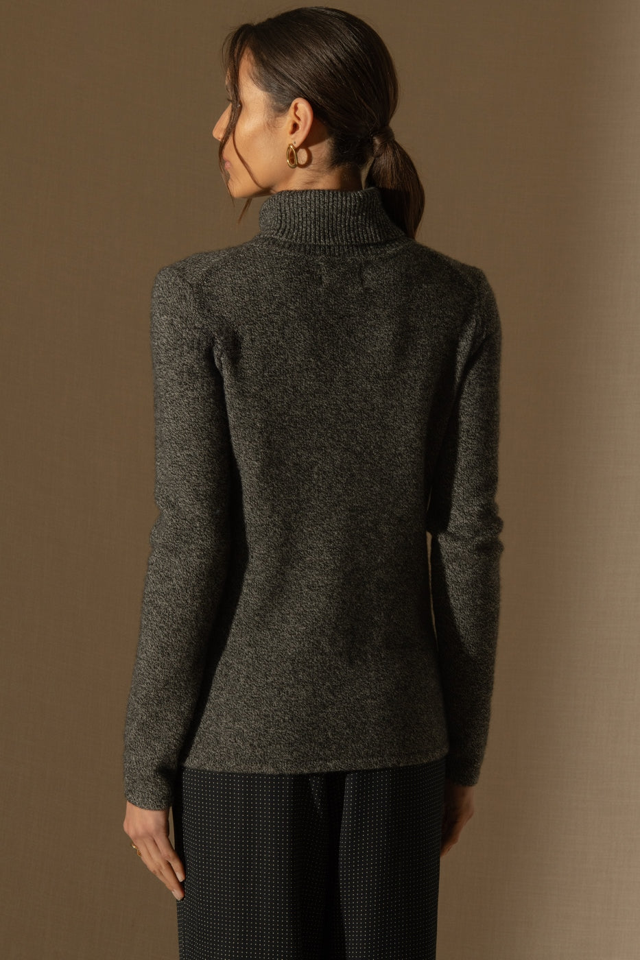Pull Col Roulé 4 Fils Willow - Noir/Blanc