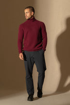 4-Ply Roll Neck Jumper - Marius - Burgundy