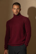 4-Ply Roll Neck Jumper - Marius - Burgundy