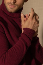 4-Ply Roll Neck Jumper - Marius - Burgundy