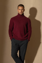 4-Ply Roll Neck Jumper - Marius - Burgundy