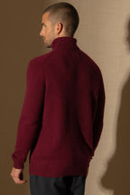 4-Ply Roll Neck Jumper - Marius - Burgundy