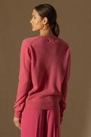 Pull Col V - Kalie - Fraise