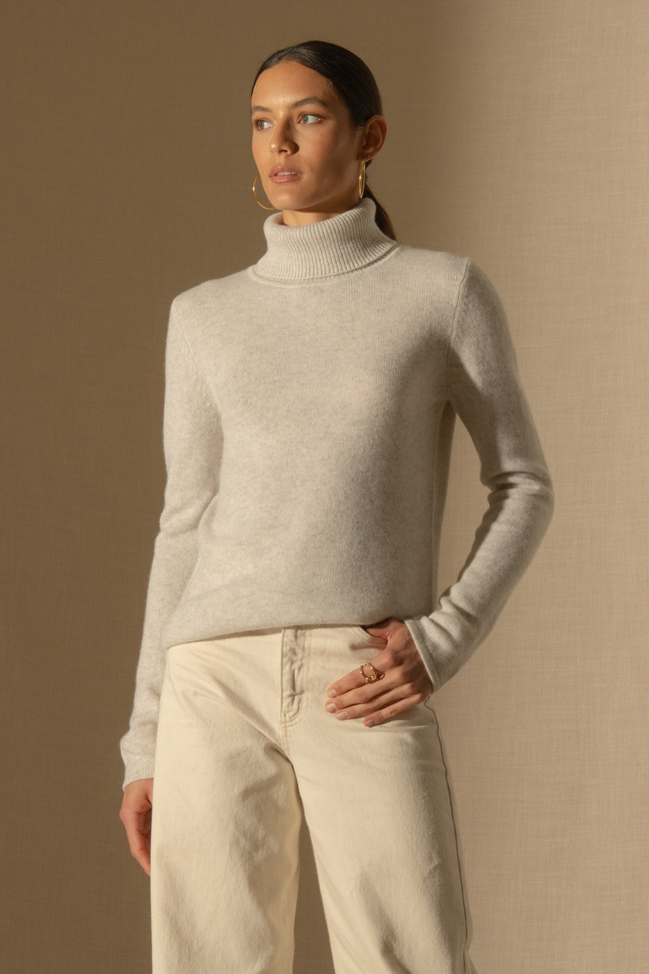 Pull Col Roulé 4Fils Willow - Gris Perle Chiné