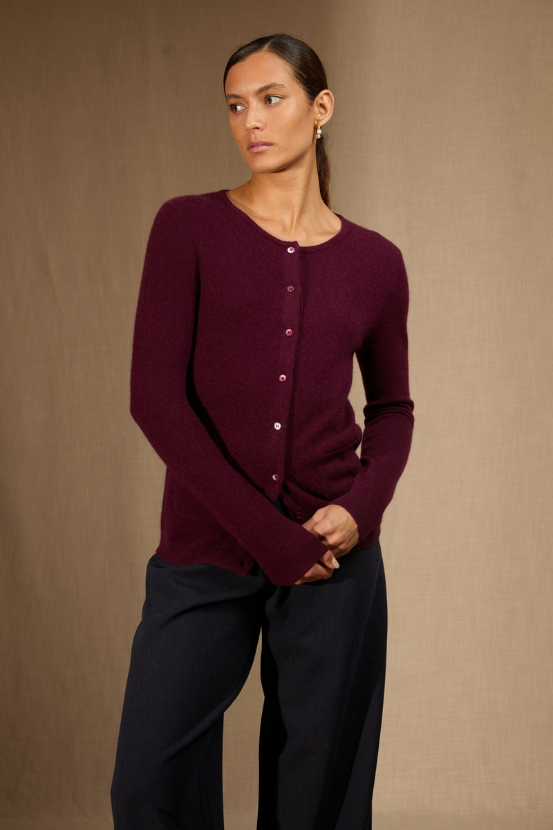 Cardigan Col Rond - Amy - Mûre