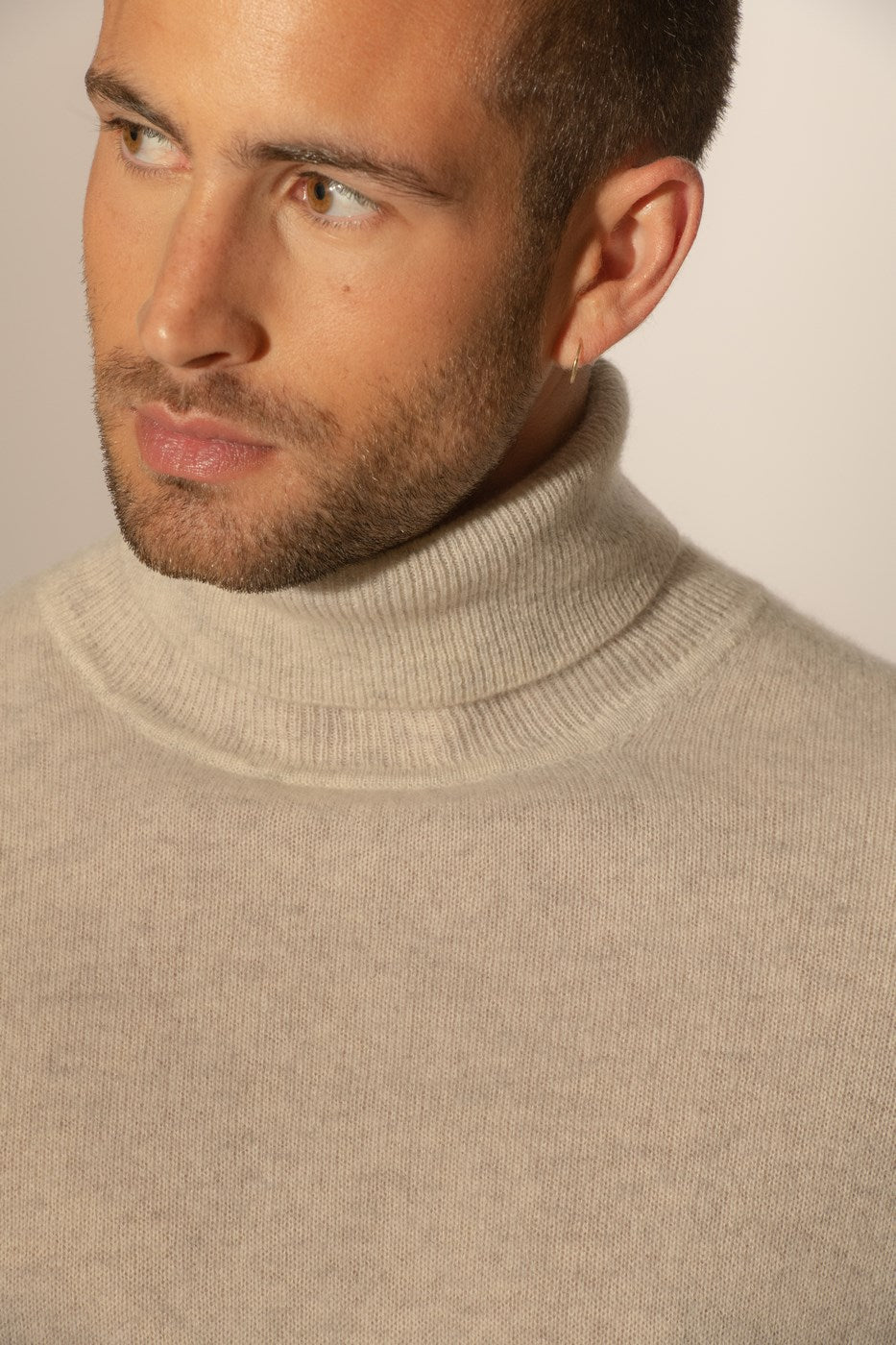 Roll Neck Jumper - Trevor - Pearl Grey Marl