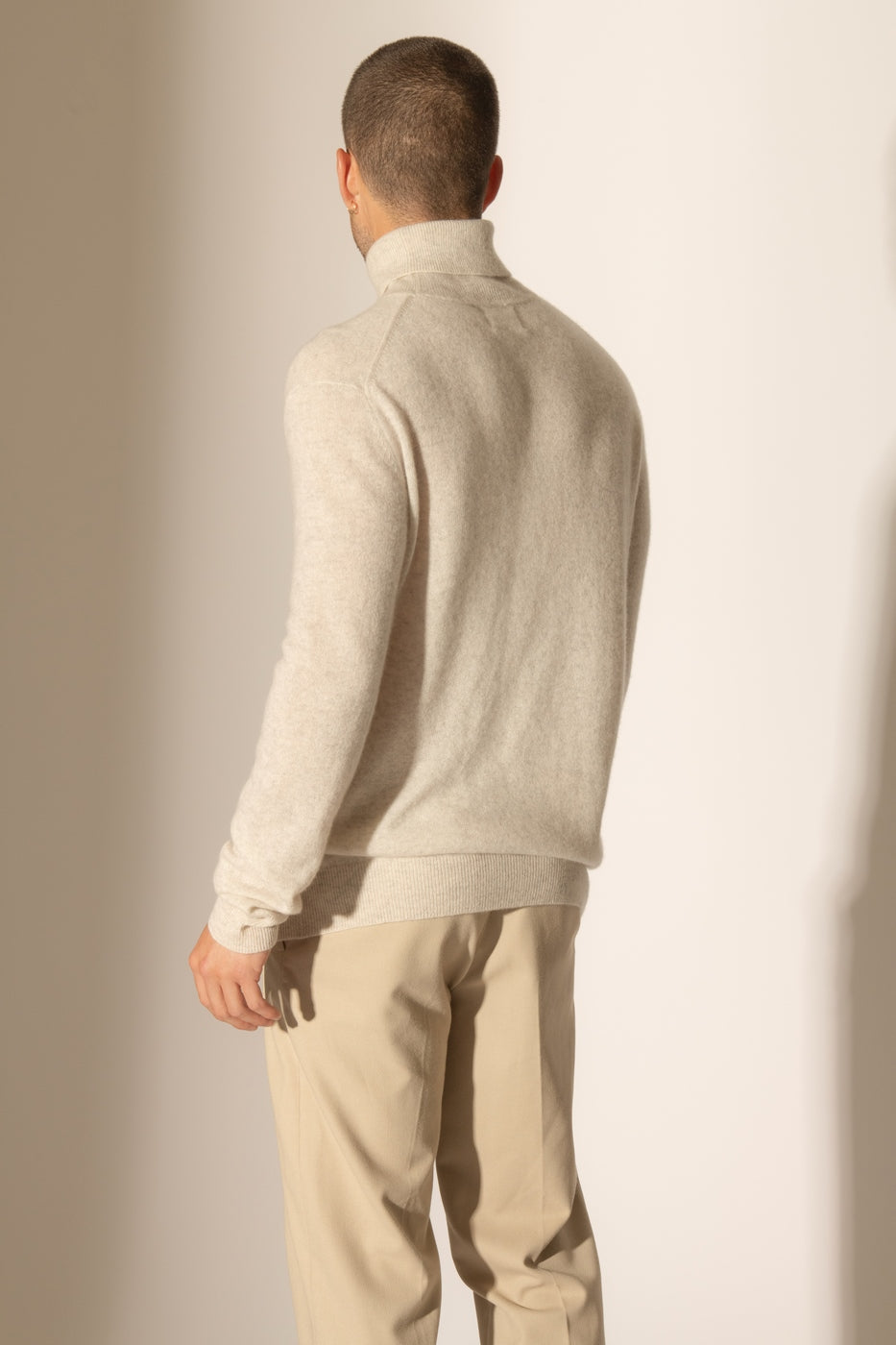 Roll Neck Jumper - Trevor - Pearl Grey Marl