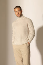 Roll Neck Jumper - Trevor - Pearl Grey Marl