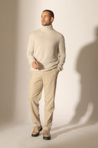 Roll Neck Jumper - Trevor - Pearl Grey Marl