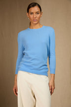 Pull Col Rond Boutonné Dos Vanessa - Baby Blue